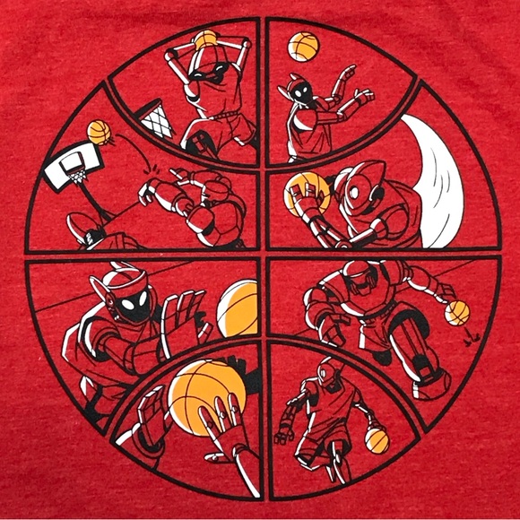 Cat & Jack Boys Robotic Basketball Game Graphic Logo Long Sleeve Red Shirt Sz M - Picture 3 of 8